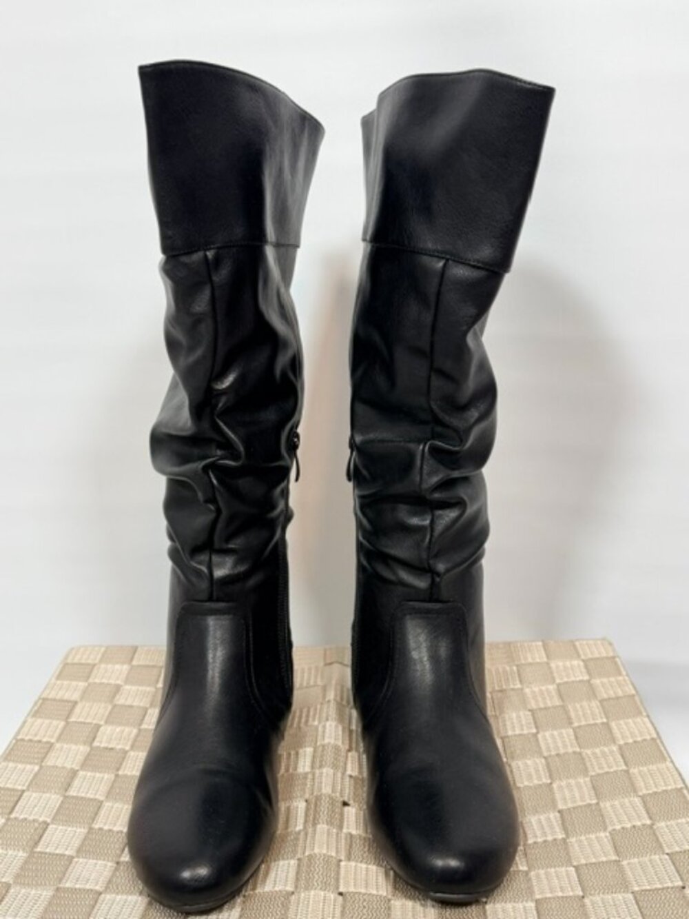 Dream Pairs Women's Faux Leather Wide Calf Knee High Pull On Boots Black Size 9